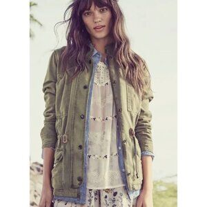 Nordstrom Hinge Military Army Cargo Jacket‎ Khaki Green Grunge